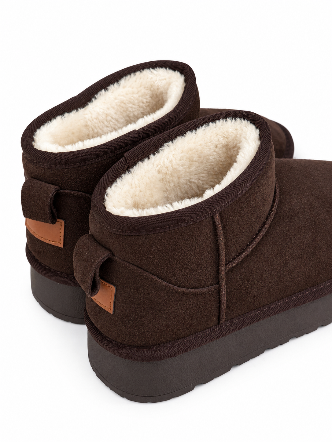 Skórzane śniegowce damskie Chocolate Brown – ocieplane, na grubej podeszwie