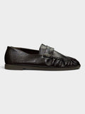 Skórzane Loafersy Damskie Ciemny Brąz