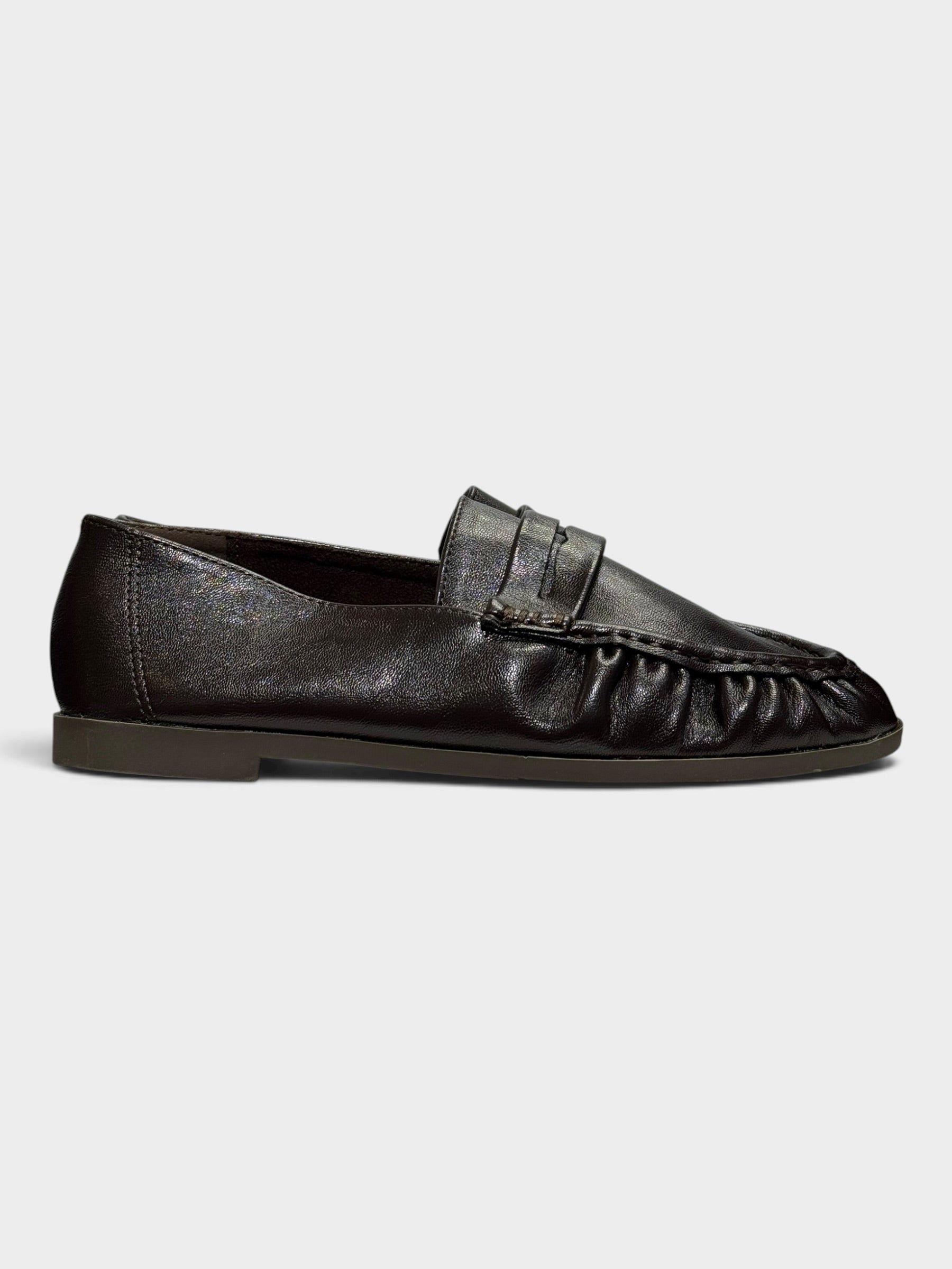 Skórzane Loafersy Damskie Ciemny Brąz