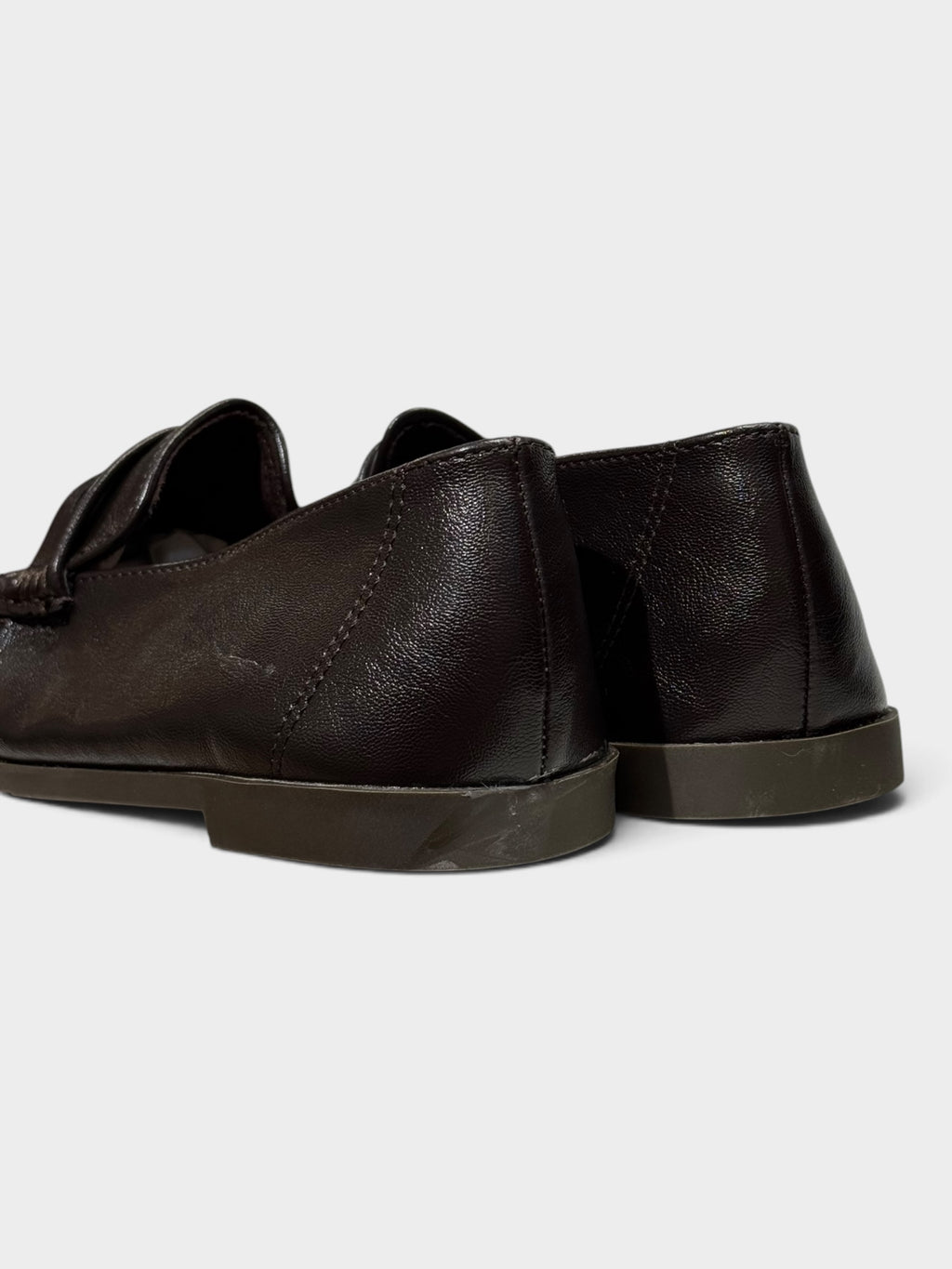 Skórzane Loafersy Damskie Ciemny Brąz