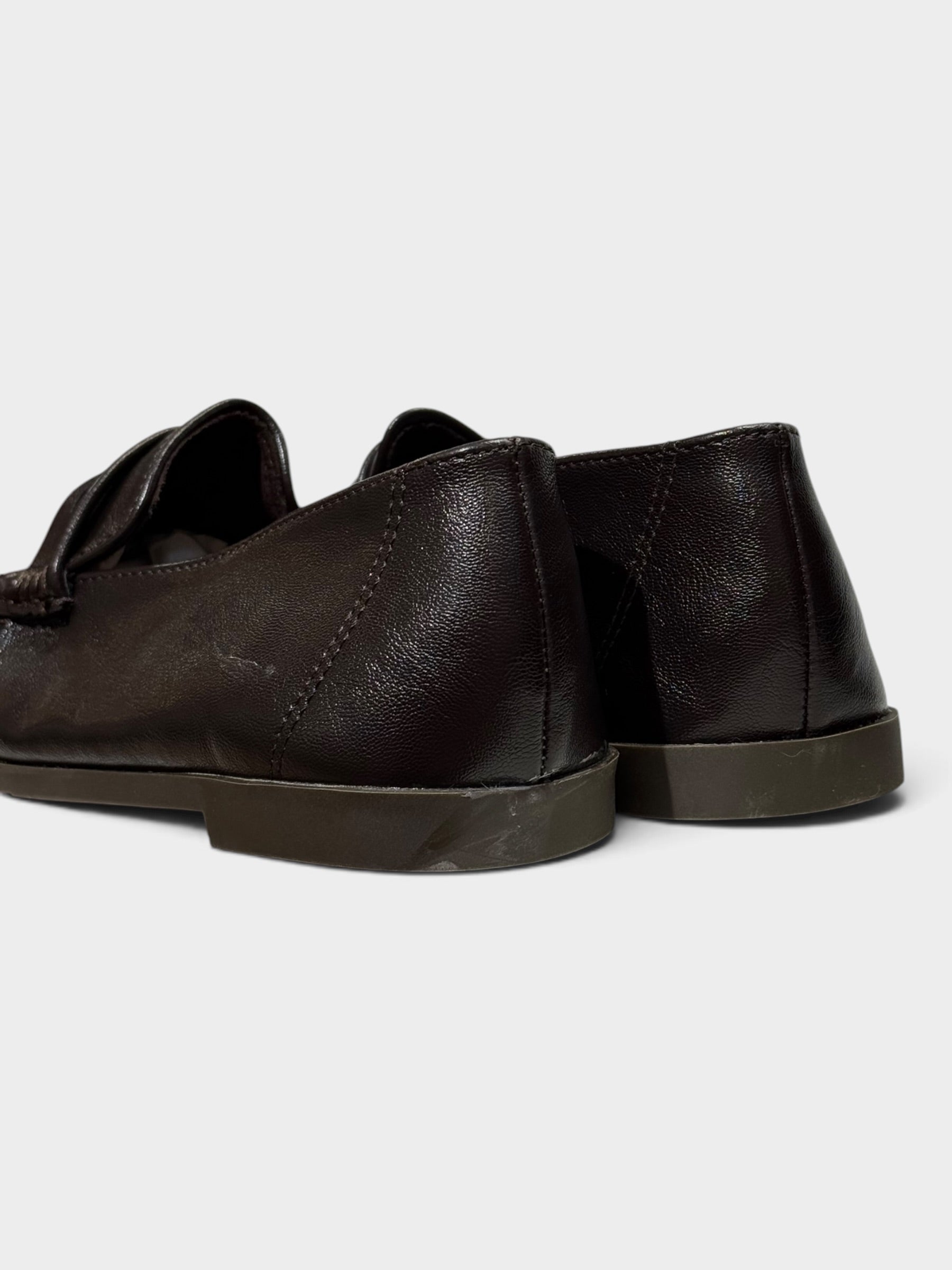 Skórzane Loafersy Damskie Ciemny Brąz