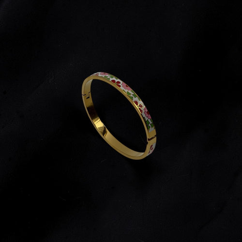 Bransoletka bangle — kwiaty różowo-zielone