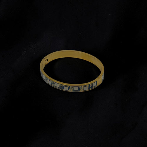 Bransoletka bangle — wzór grecki złoto-srebro