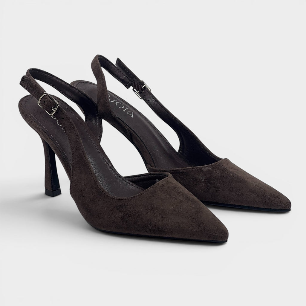 Brązowe czółenka slingback na szpilce