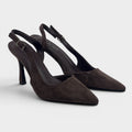 Brązowe czółenka slingback na szpilce