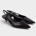 Czarne czółenka slingback na cienkiej szpilce