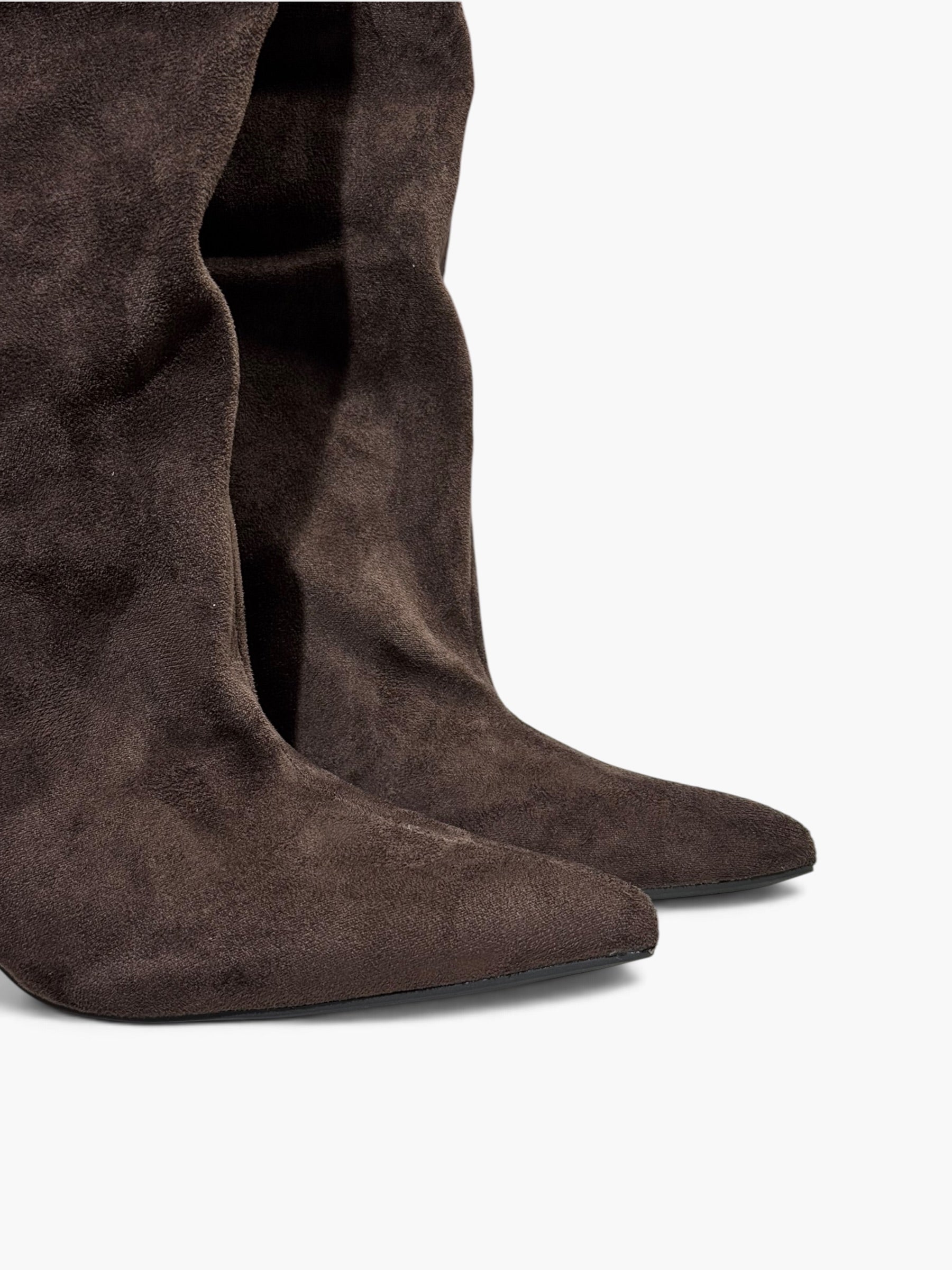 Kozaki za kolano, ciemnobrązowe, kitten heel